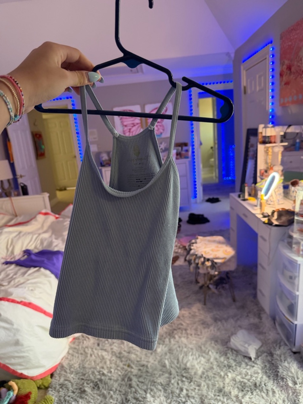 Free People Ribbed Sky Blue Racerback Tank